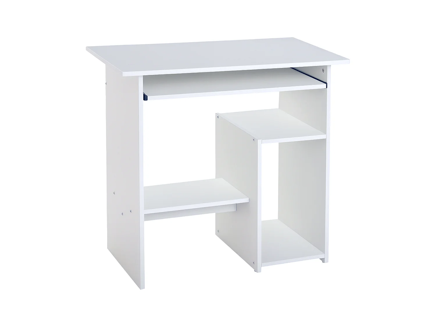 Scrivania pc in legno con mensola tastiera estraibile bianco