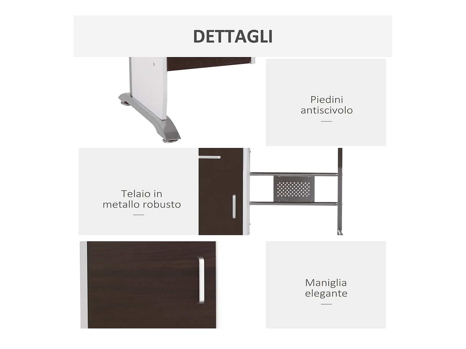 Scrivania per computer porta pc con cassetto in legno 100x52x75 cm