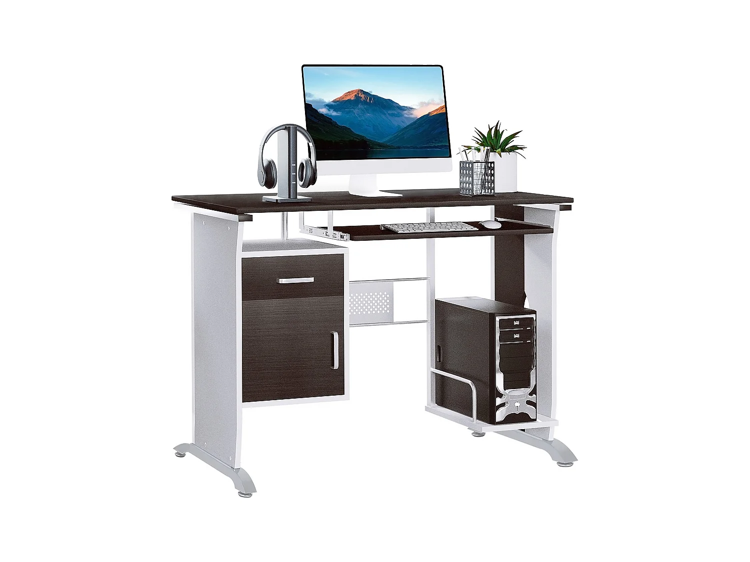 Scrivania per computer porta pc con cassetto in legno 100x52x75 cm