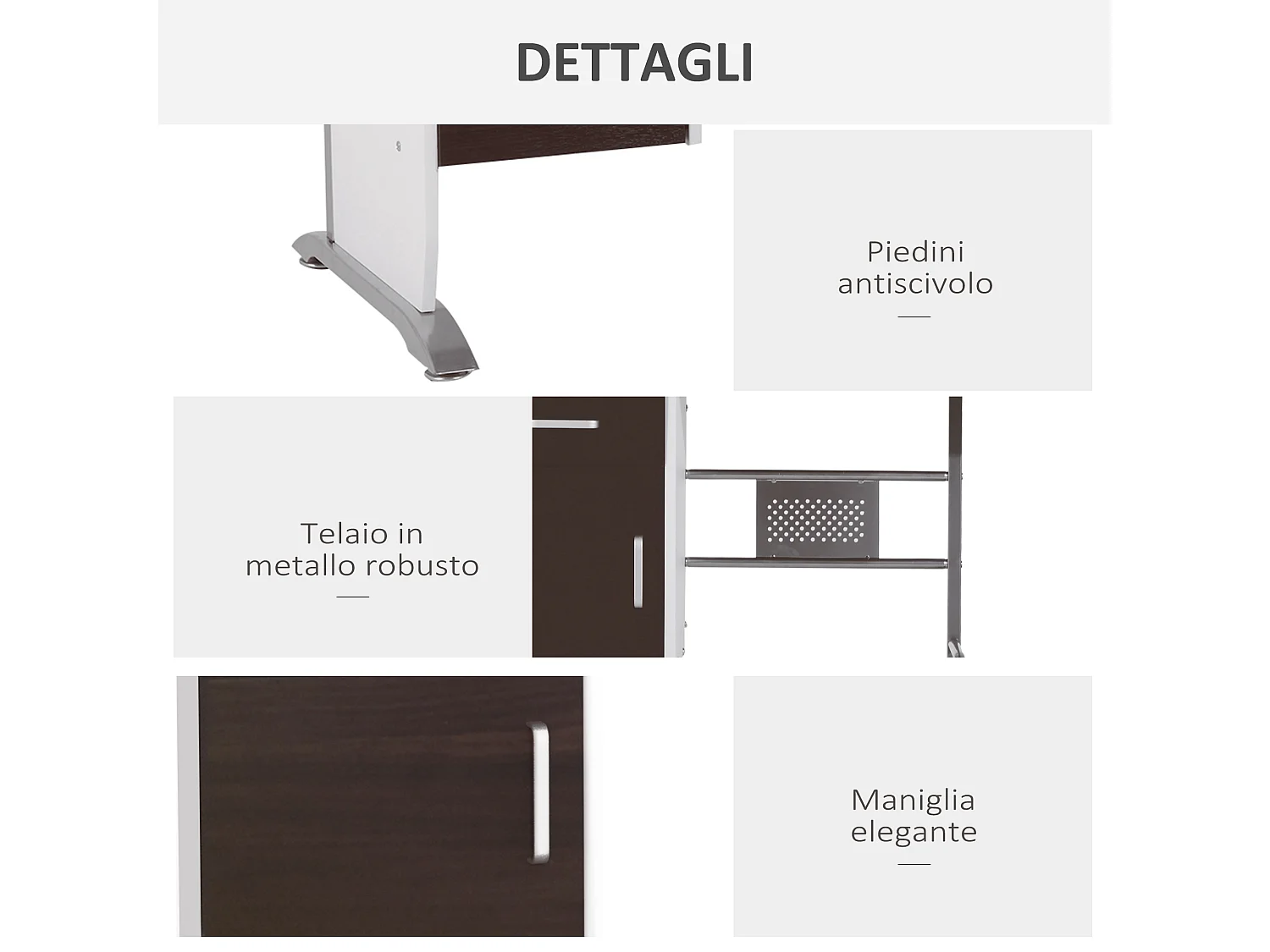 Scrivania per computer porta pc con cassetto in legno 100x52x75 cm