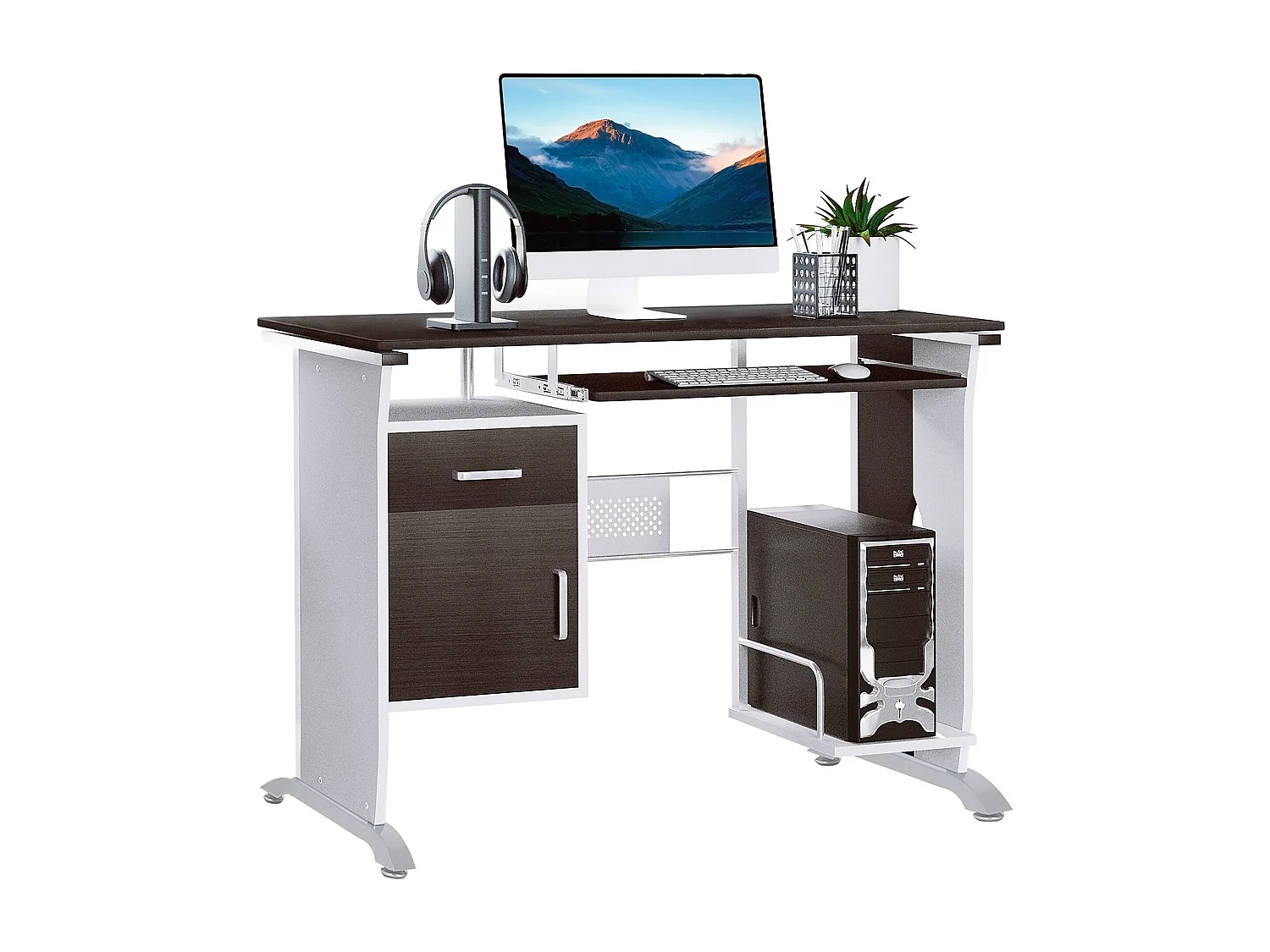 Scrivania per computer porta pc con cassetto in legno 100x52x75 cm