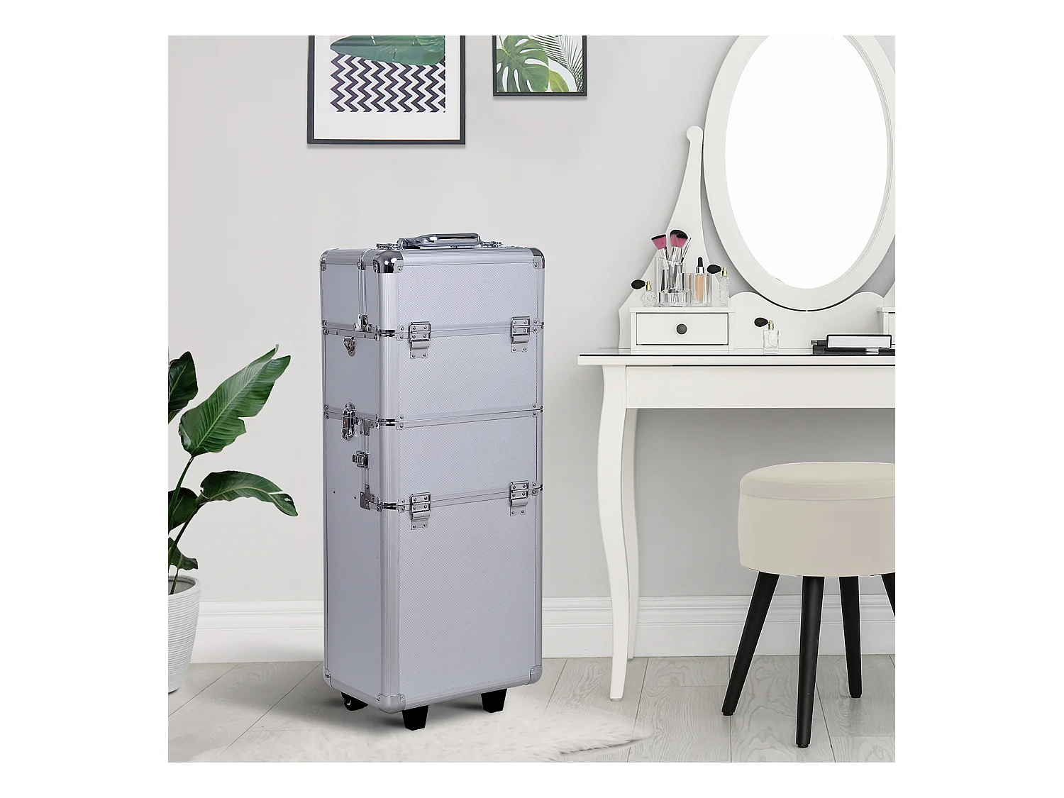 Valigetta trolley beauty case per trucco in alluminio