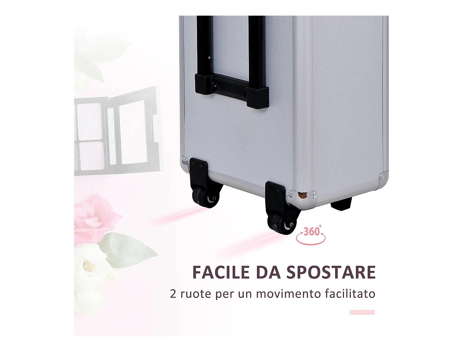Valigetta trolley beauty case per trucco in alluminio