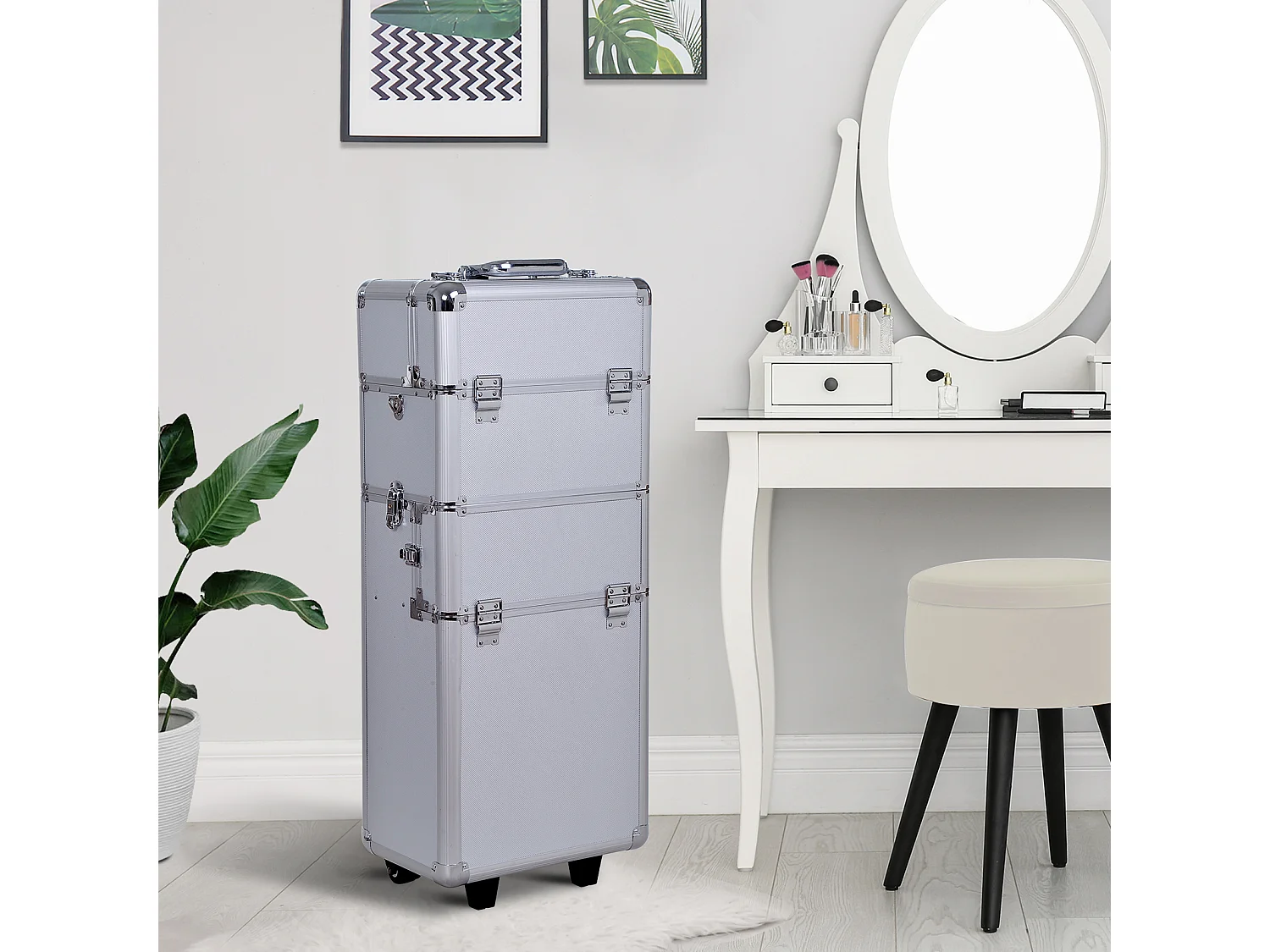 Valigetta trolley beauty case per trucco in alluminio