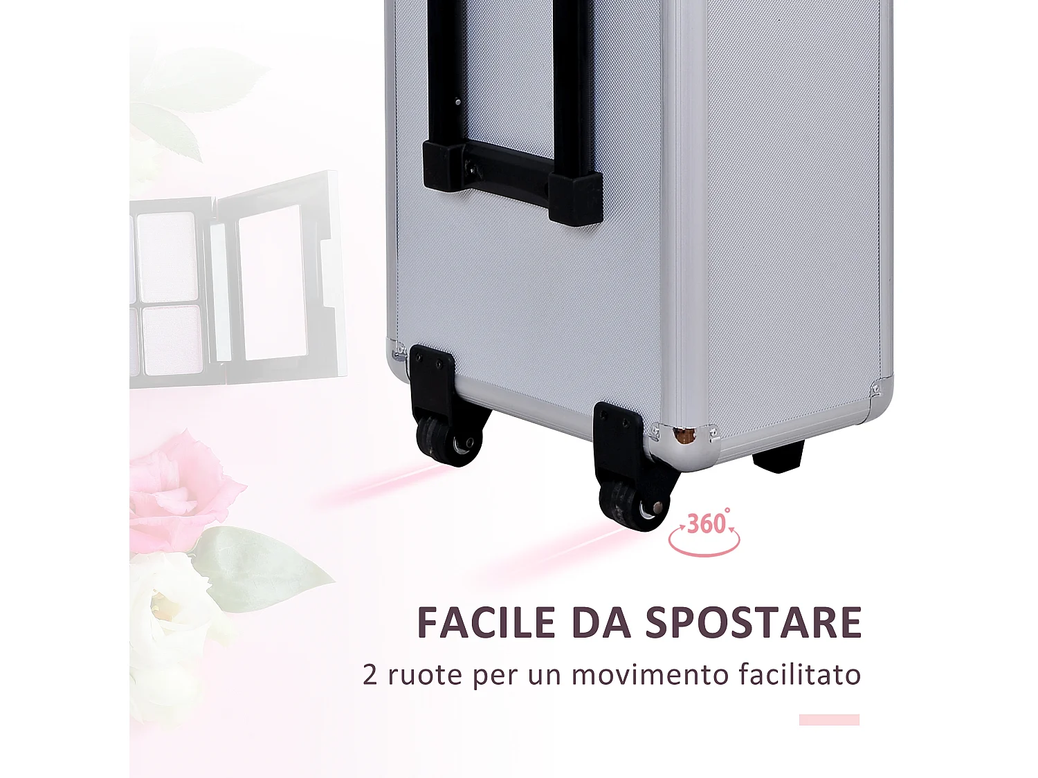 Valigetta trolley beauty case per trucco in alluminio