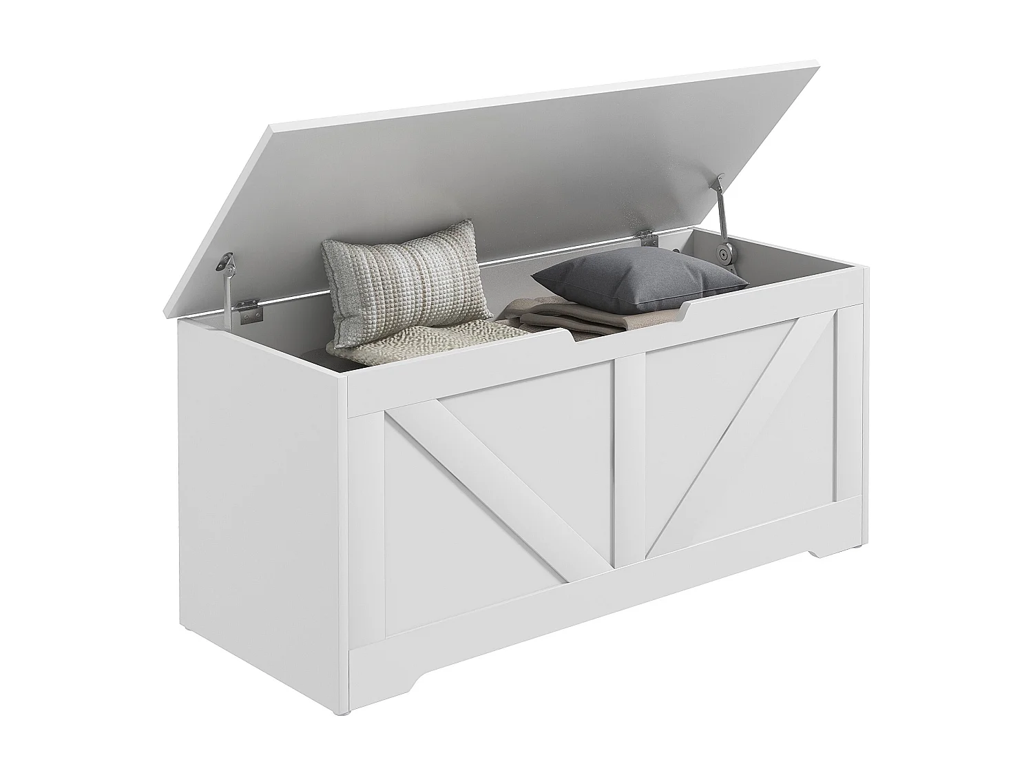 Cassapanca con contenitore da 127 litri 100x40x45cm in legno bianco