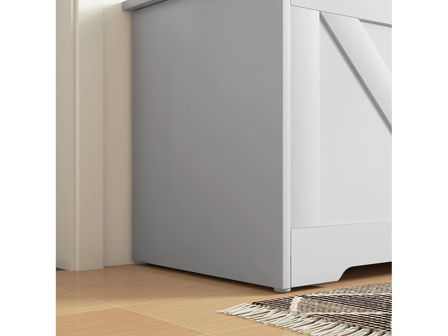 Cassapanca con contenitore da 127 litri 100x40x45cm in legno bianco