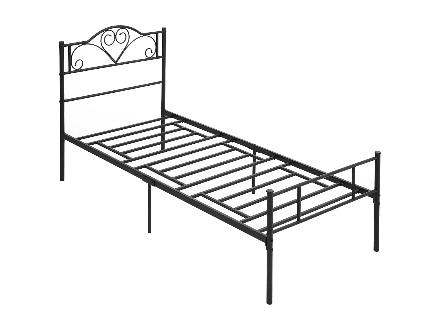 Struttura letto singolo 90x200cm in acciaio doghe e testiera