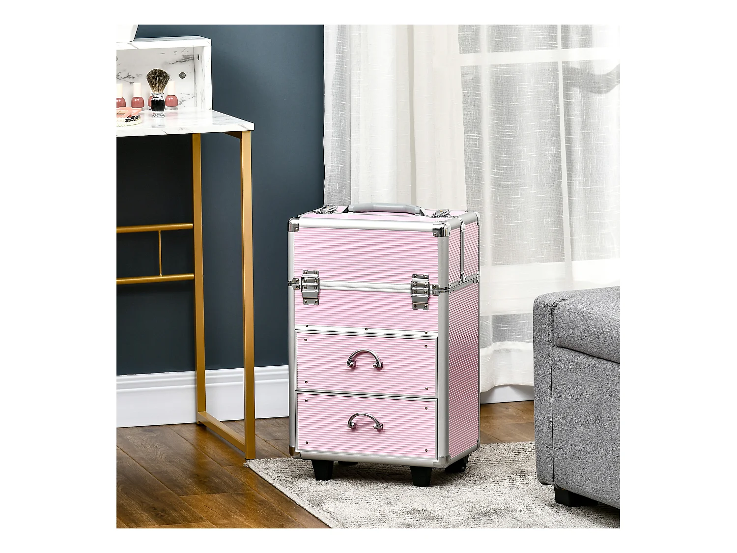 Trolley valigetta trucchi professionale con blocco a 2 chiavi