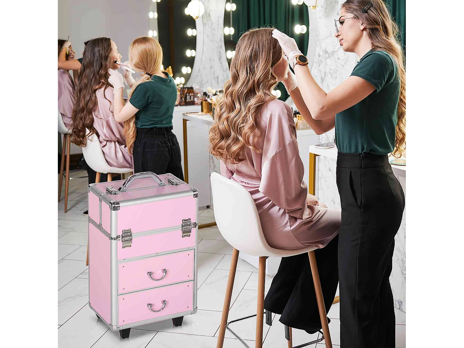 Trolley valigetta trucchi professionale con blocco a 2 chiavi