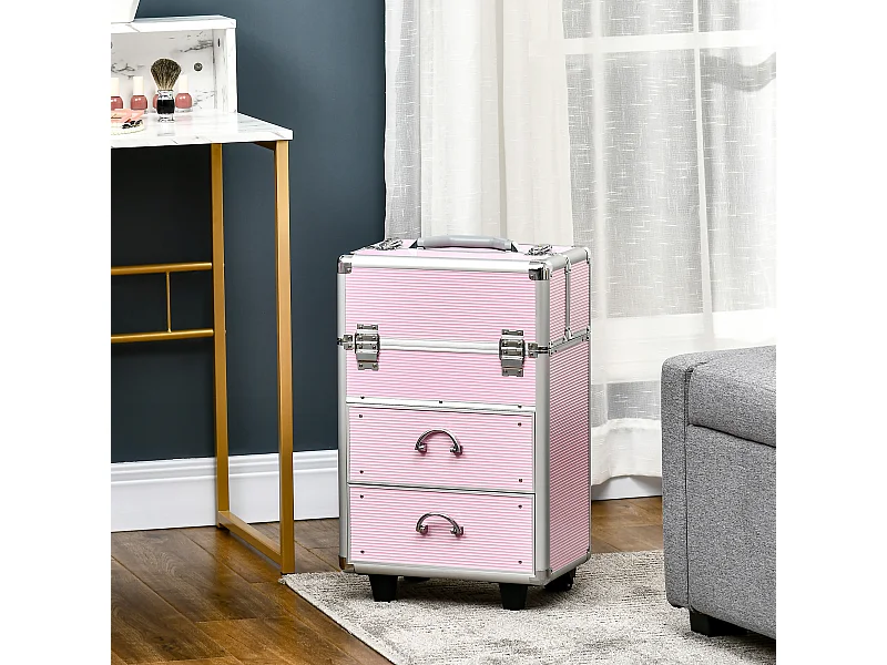 Trolley valigetta trucchi professionale con blocco a 2 chiavi