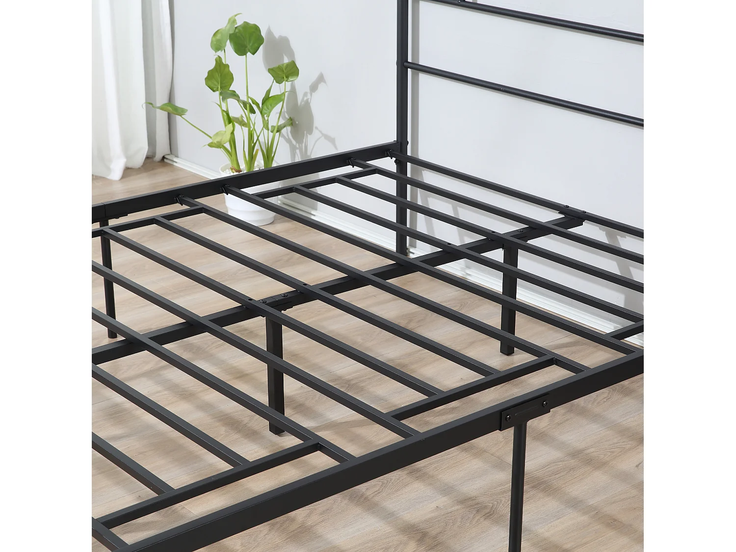 Letto matrimoniale 160x200cm con doghe e testiera acciaio