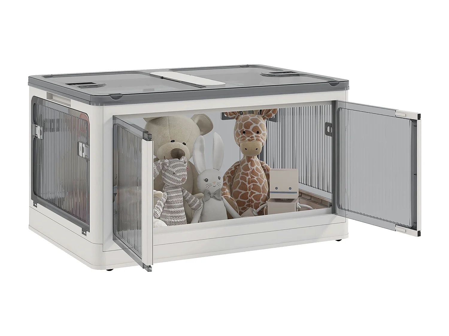 Contenitore con coperchio pieghevole e impilabile in plastica bianco