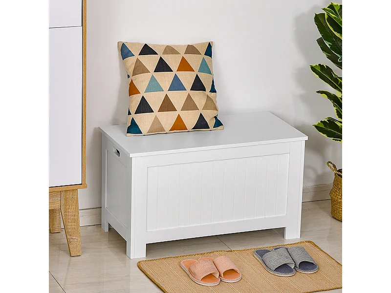 Panca contenitore mdf apertura con blocco di sicurezza bianco