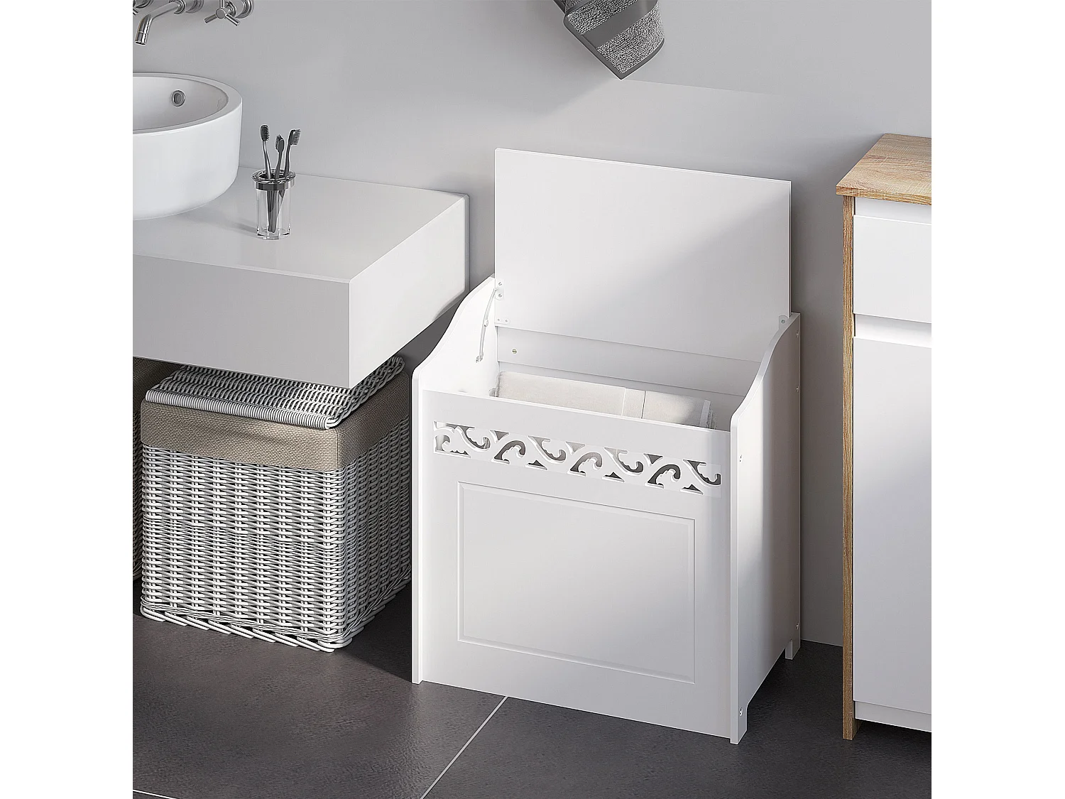 Mobiletto da bagno in legno