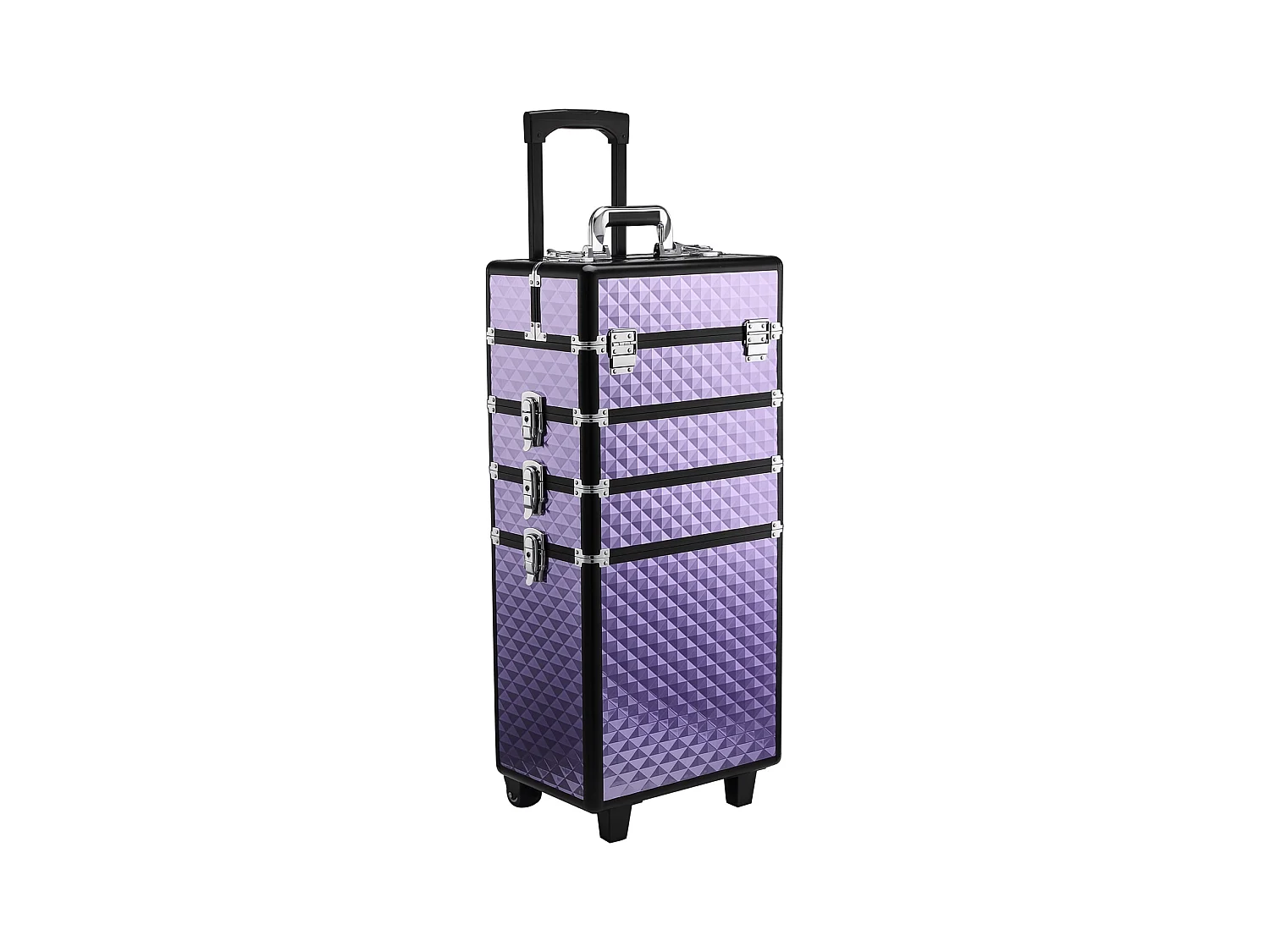 Valigia porta trucchi professionale in alluminio con 2 ruote viola