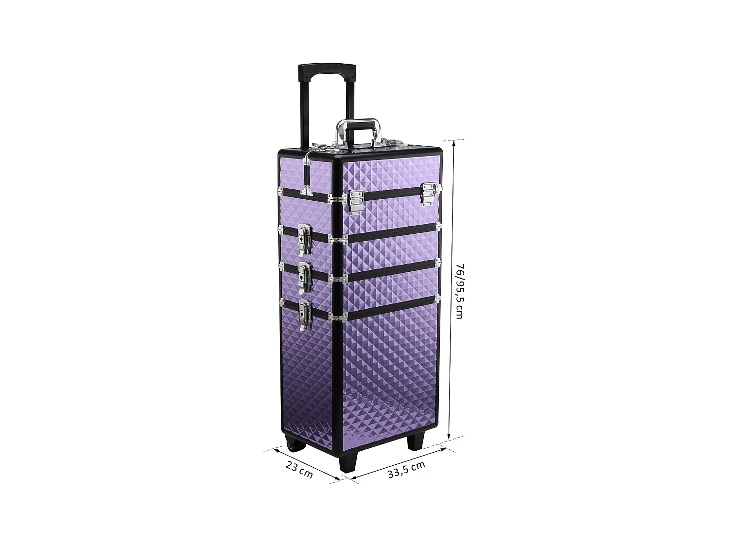 Valigia porta trucchi professionale in alluminio con 2 ruote viola