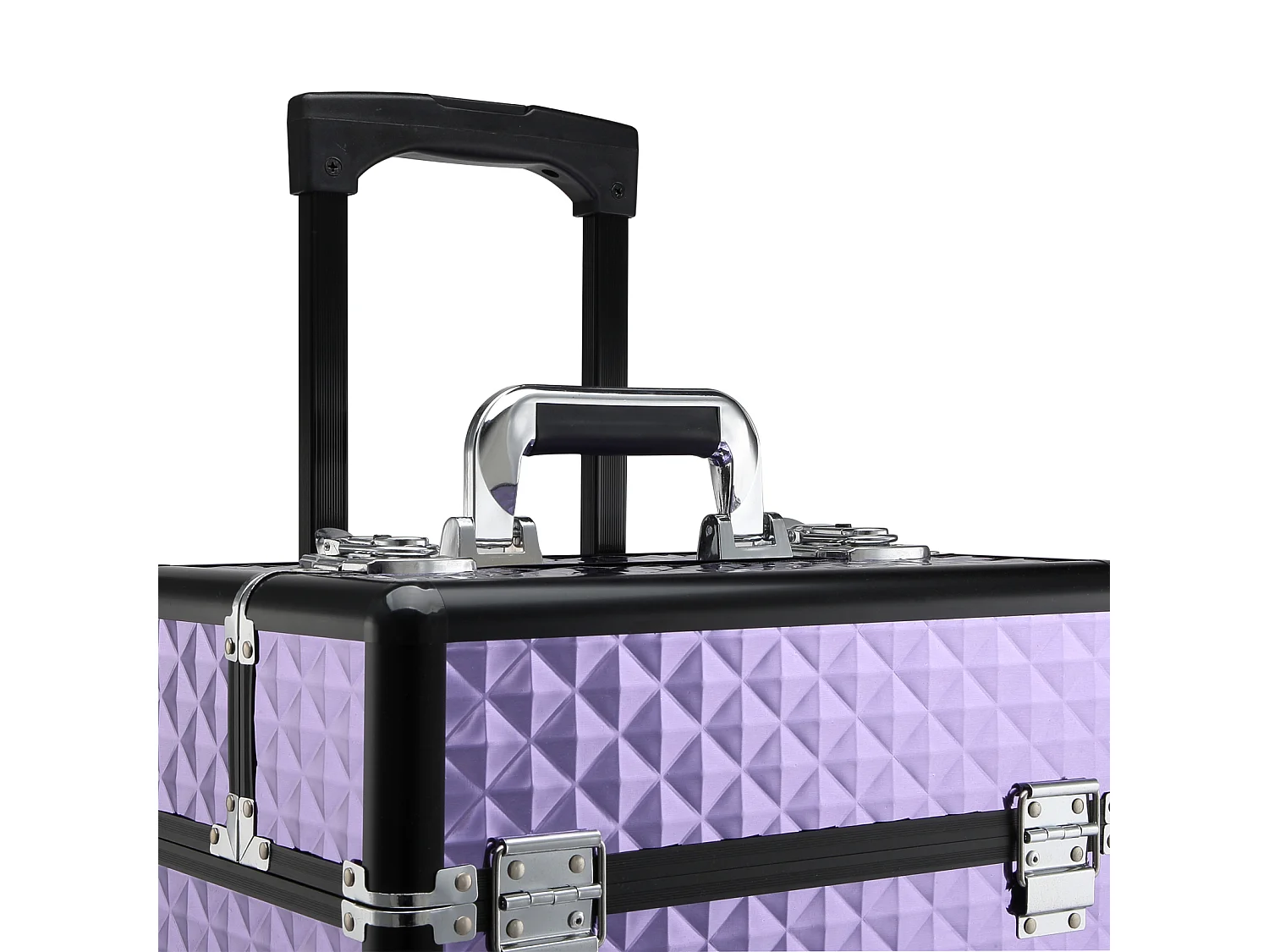 Valigia porta trucchi professionale in alluminio con 2 ruote viola