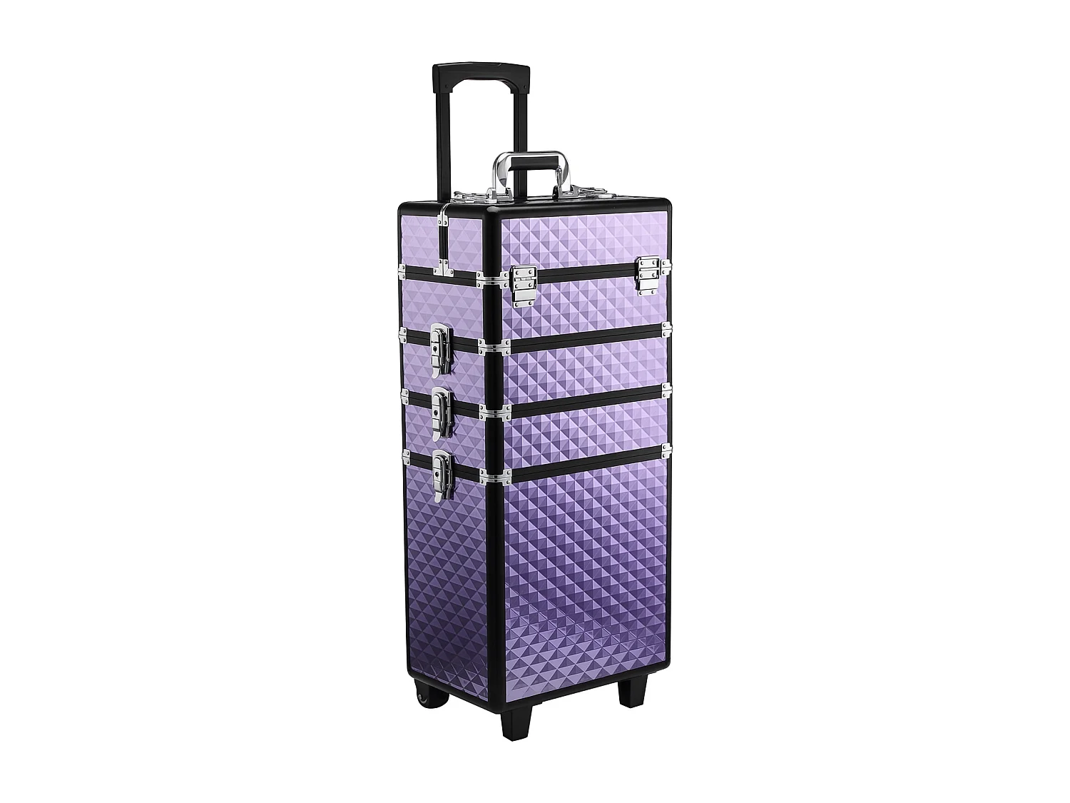 Valigia porta trucchi professionale in alluminio con 2 ruote viola