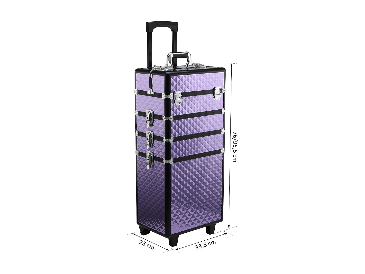 Valigia porta trucchi professionale in alluminio con 2 ruote viola