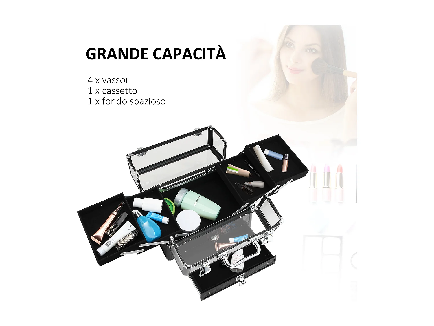 Valigetta porta trucchi professionale con vassoi estraibili