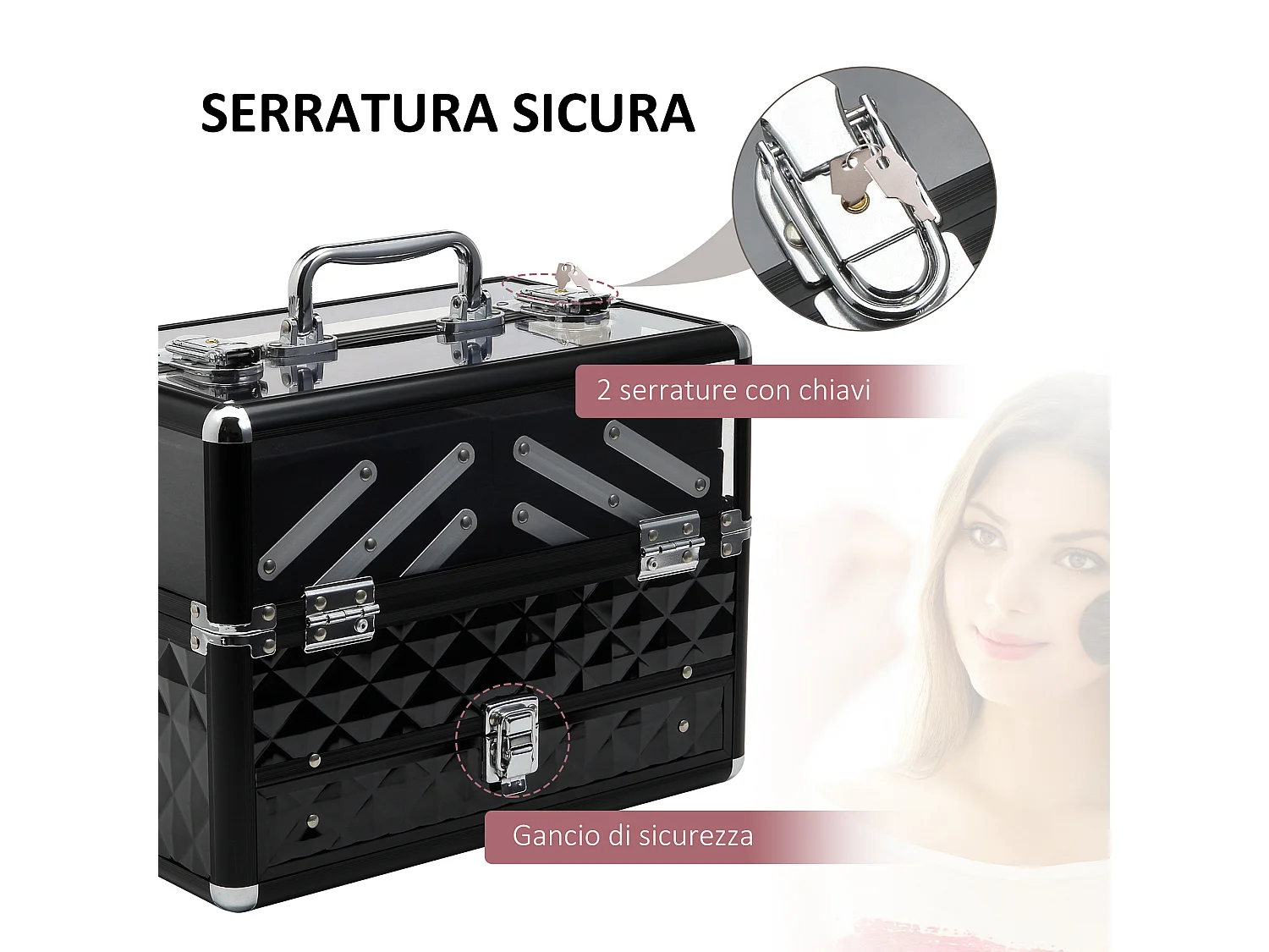 Valigetta porta trucchi professionale con vassoi estraibili