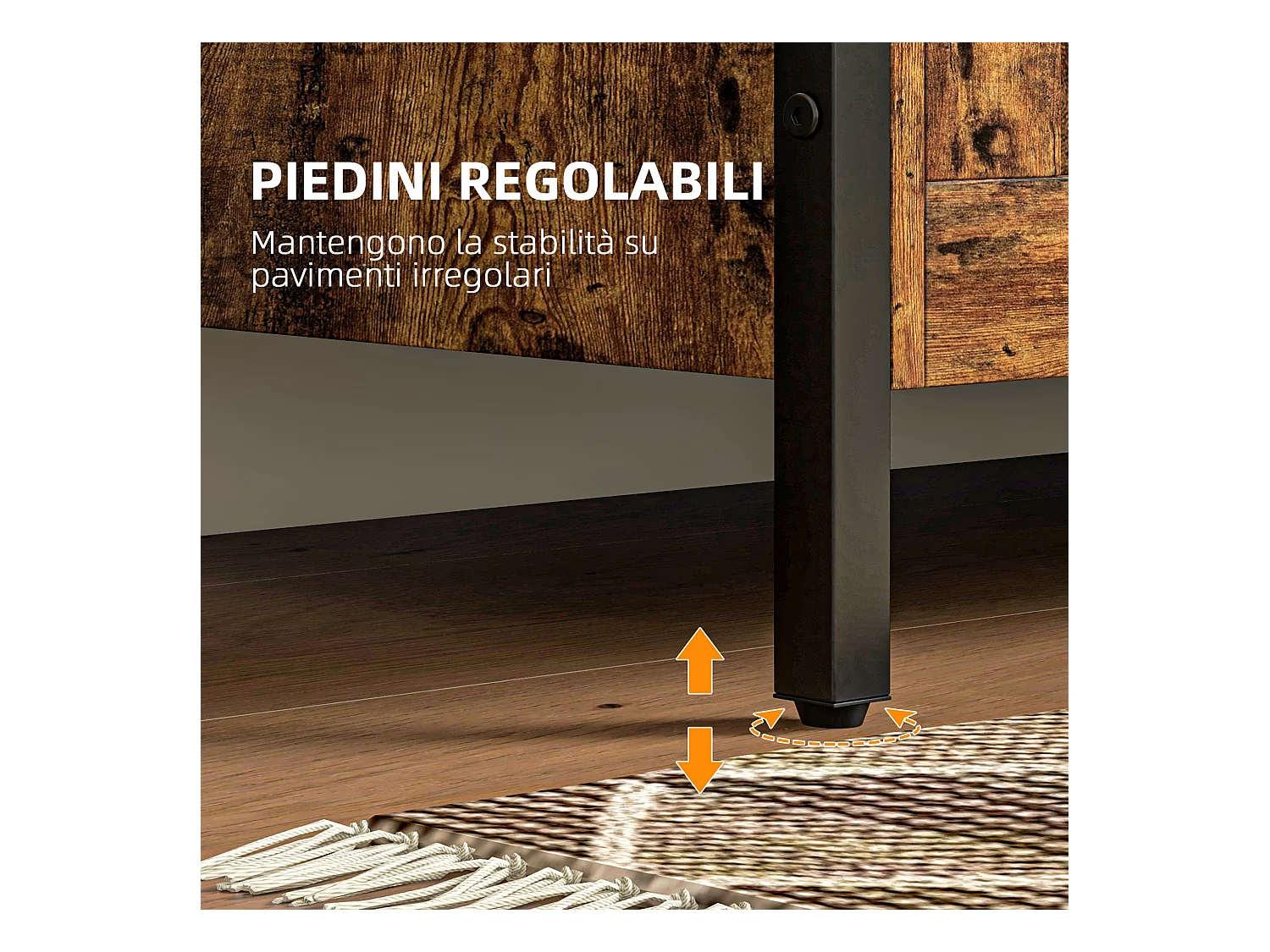 Cassapanca da 95l stile industriale con coperchio in legno marrone