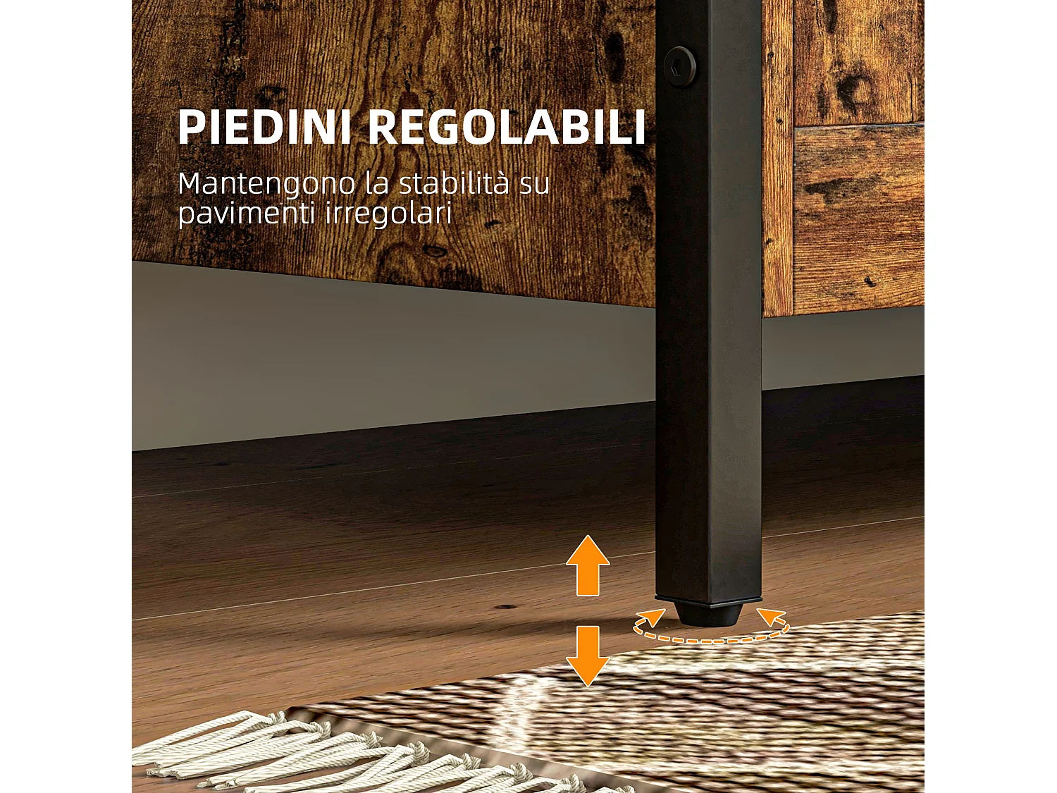 Cassapanca da 95l stile industriale con coperchio in legno marrone