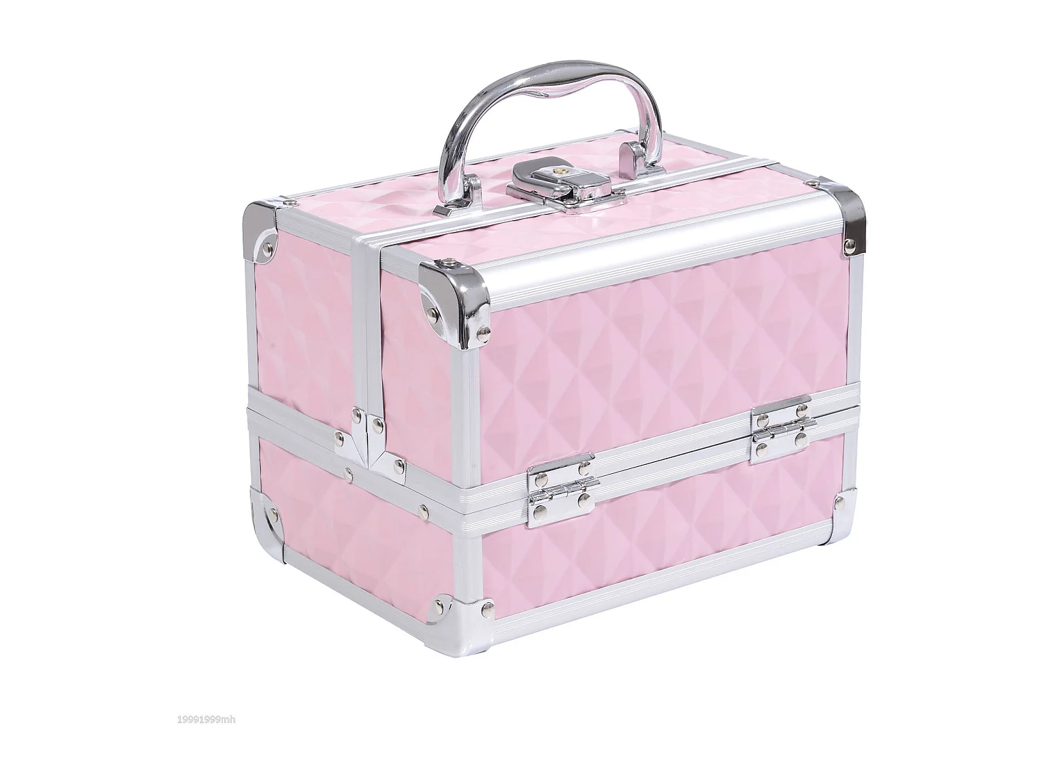 Valigetta porta trucchi con maniglia e profili alluminio rosa