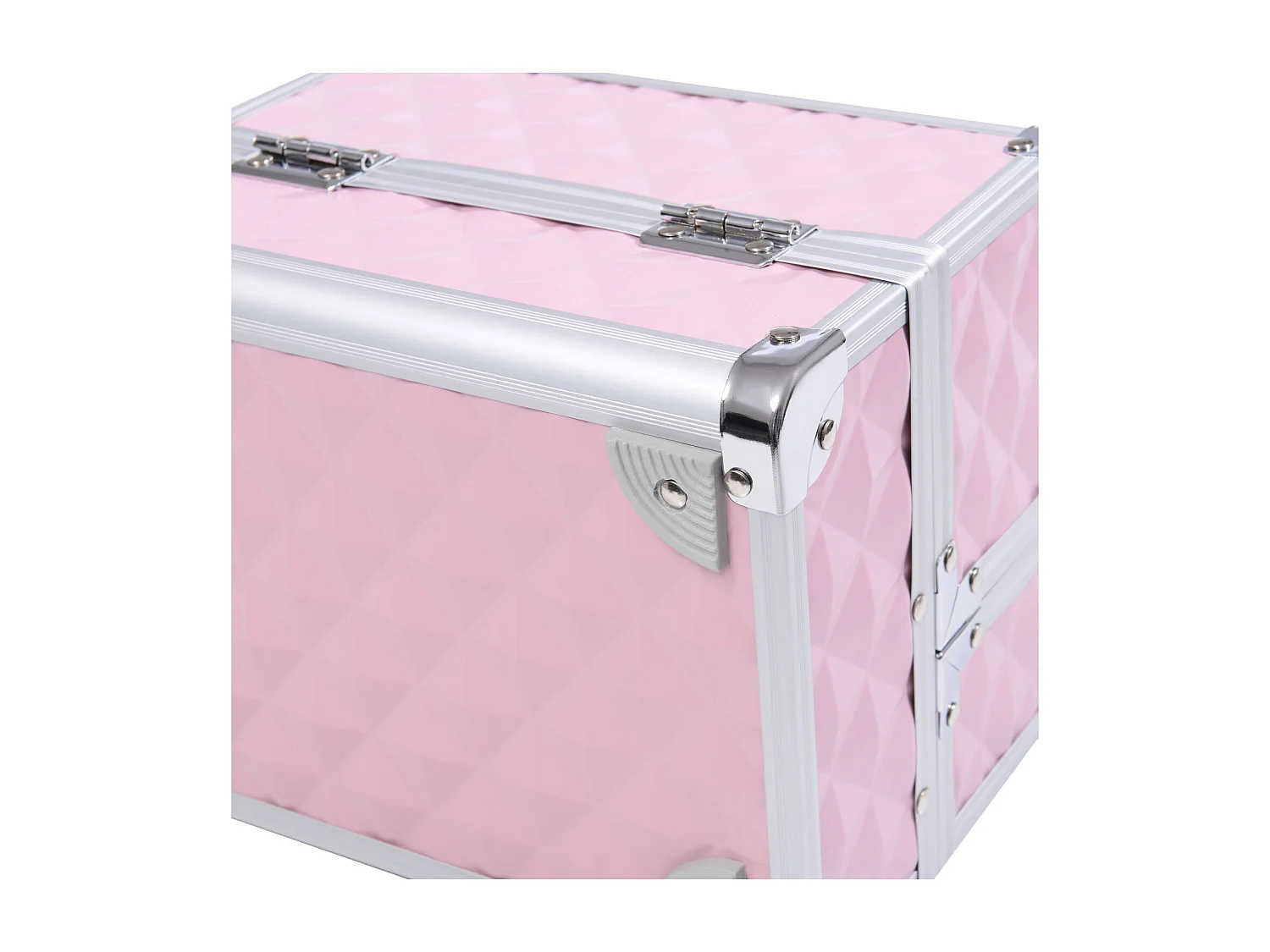 Valigetta porta trucchi con maniglia e profili alluminio rosa