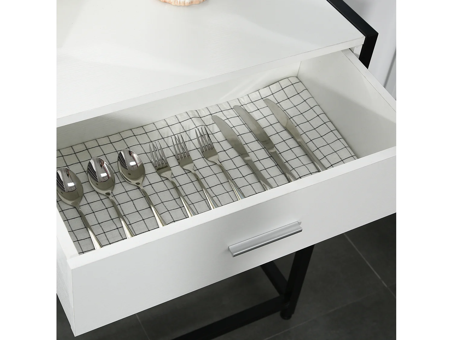 Consolle con cassetti piano d'appoggio metallo bianco