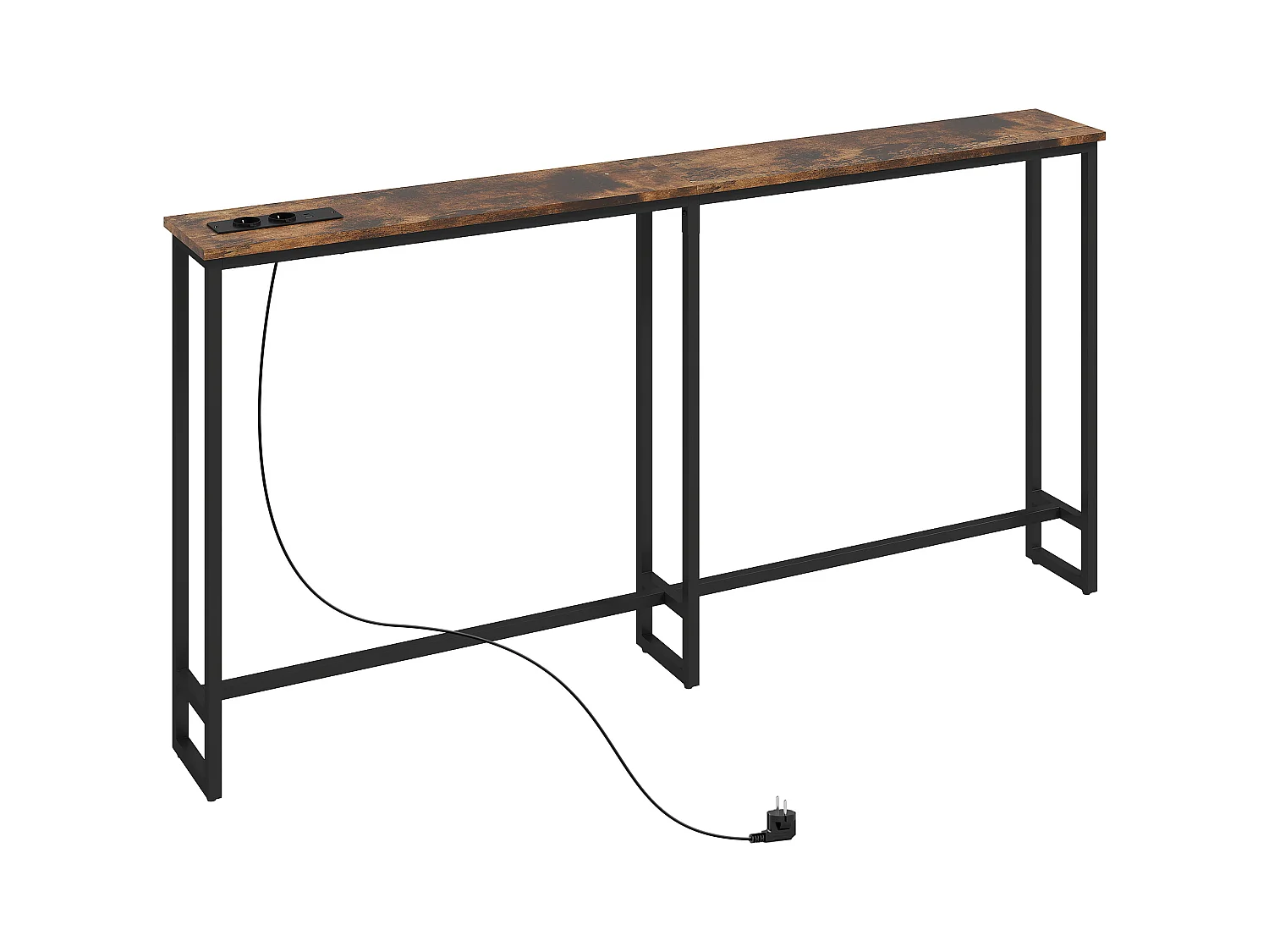 Tavolo consolle in stile industriale con stazione di ricarica marrone