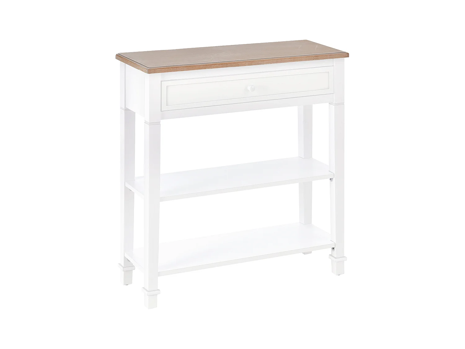 Consolle con cassetto e 2 ripiani mdf bianco e legno