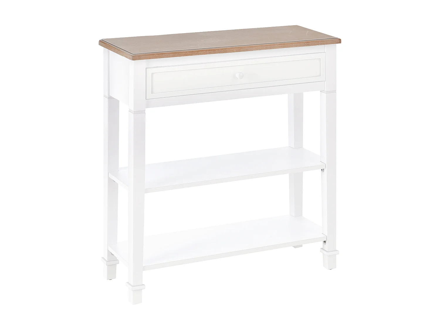 Consolle con cassetto e 2 ripiani mdf bianco e legno