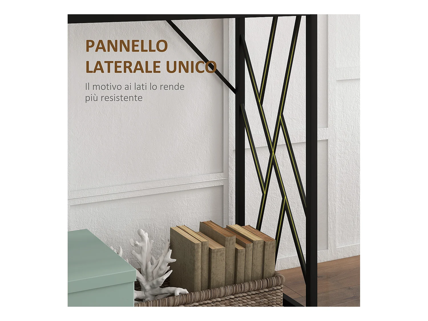 Mobile consolle stile industriale 120x35x75cm acciaio e legno