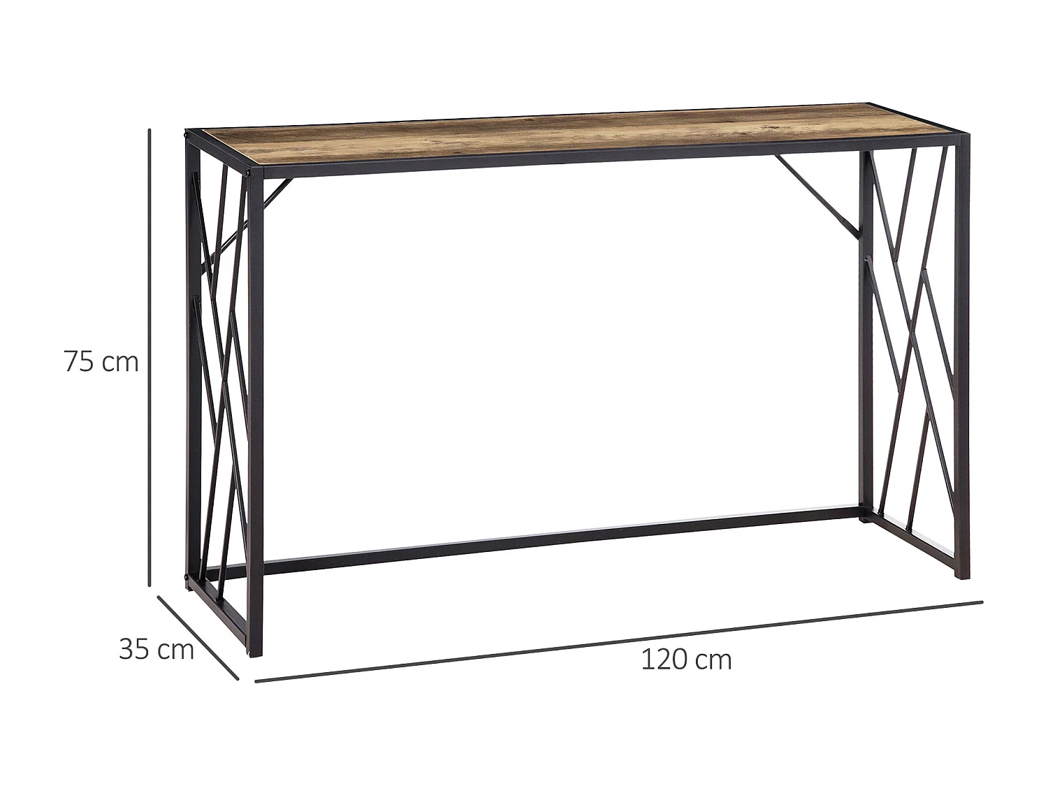 Mobile consolle stile industriale 120x35x75cm acciaio e legno