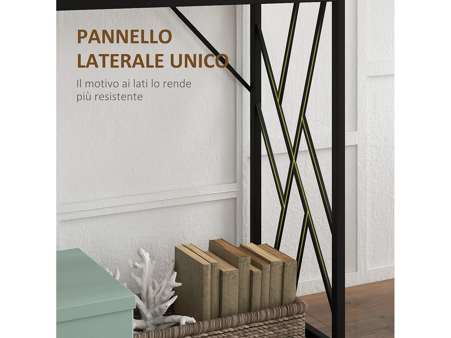 Mobile consolle stile industriale 120x35x75cm acciaio e legno