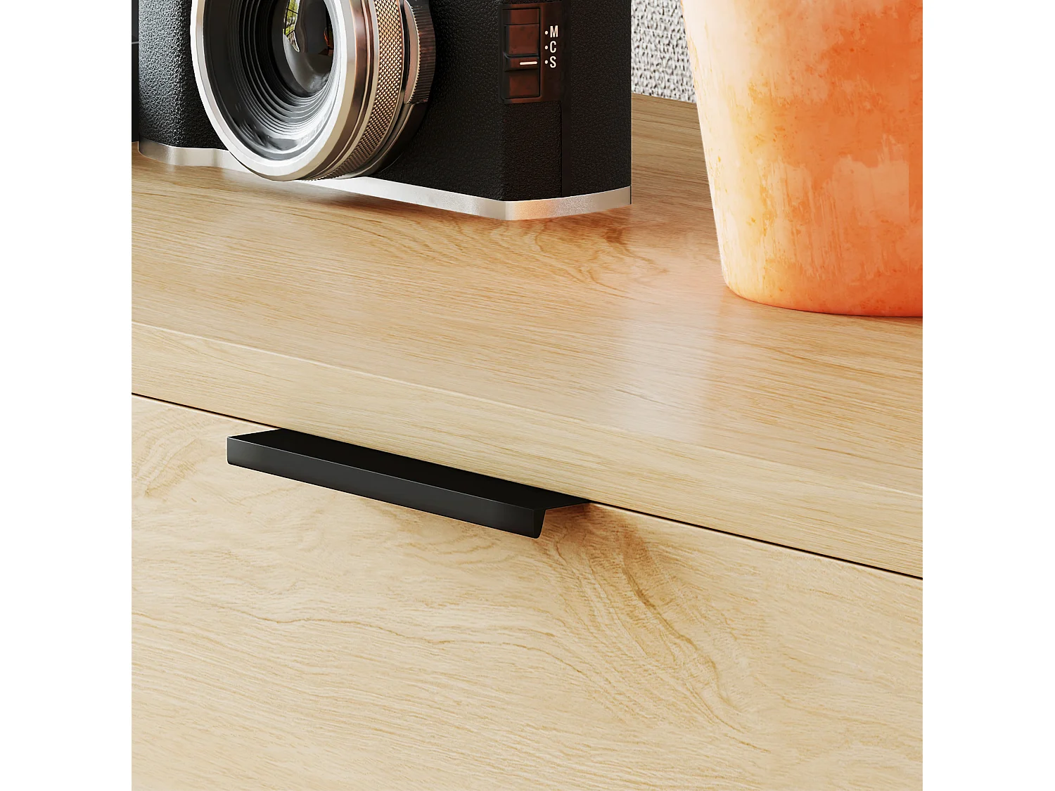 Consolle da ingresso con 2 cassetti stile nordico colore rovere