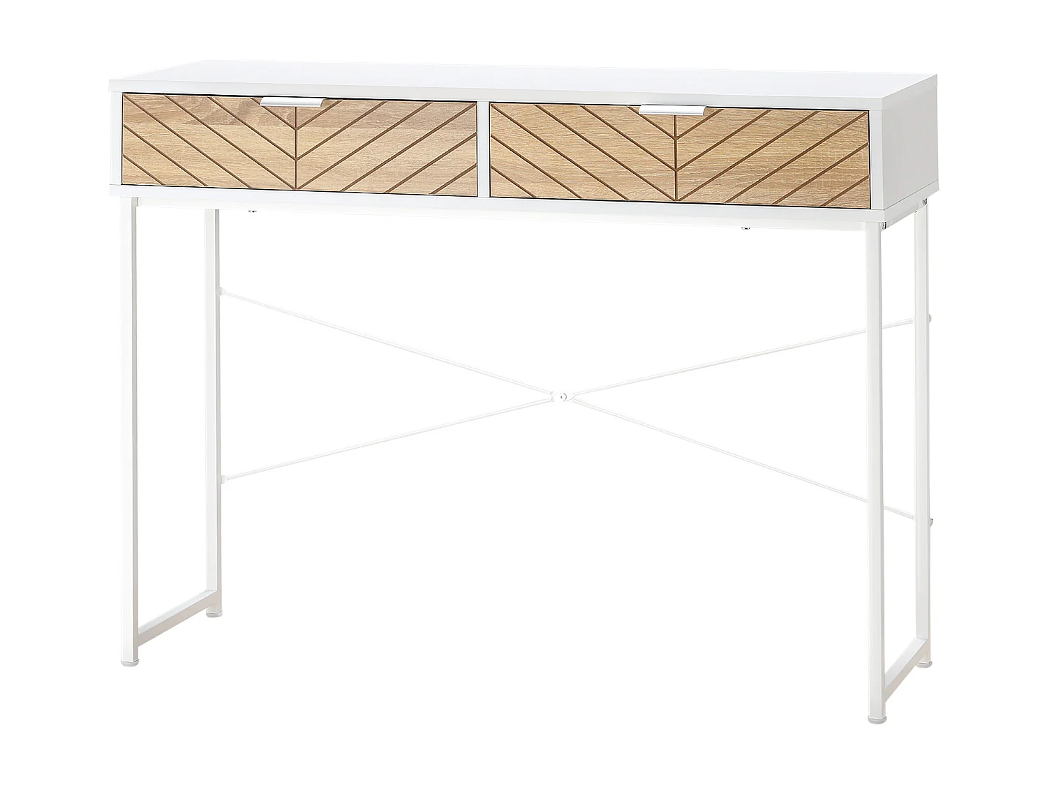 Consolle moderna con 2 cassetti in metallo 100x30x75cm bianco