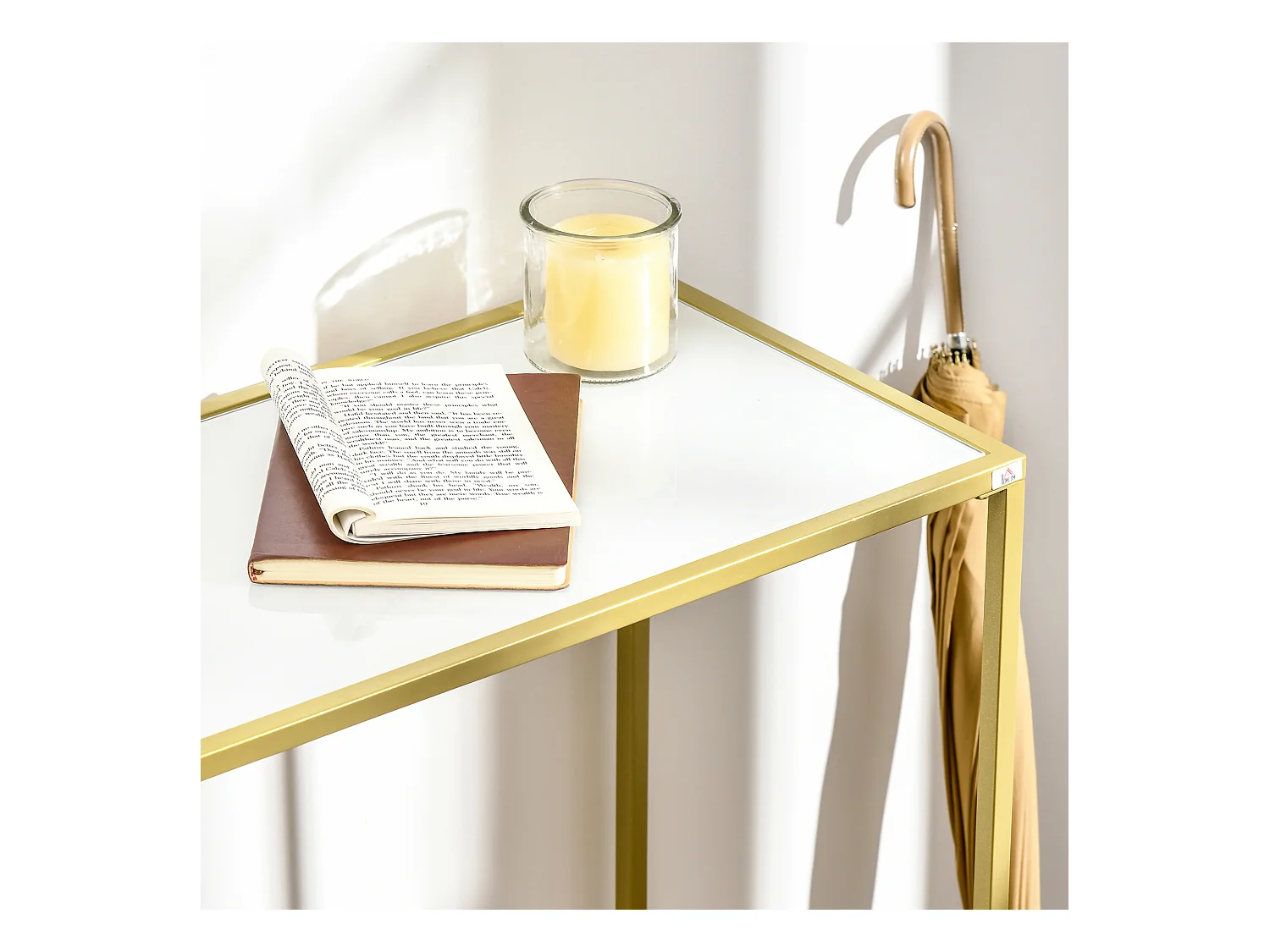 Tavolino consolle da ingresso in acciaio e vetro temperato