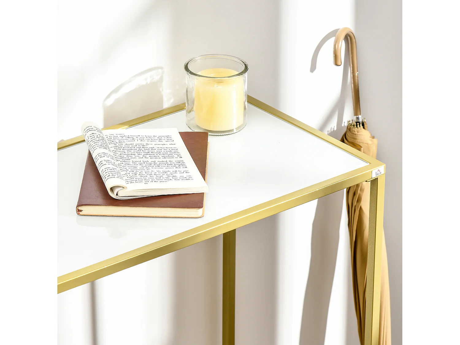 Tavolino consolle da ingresso in acciaio e vetro temperato