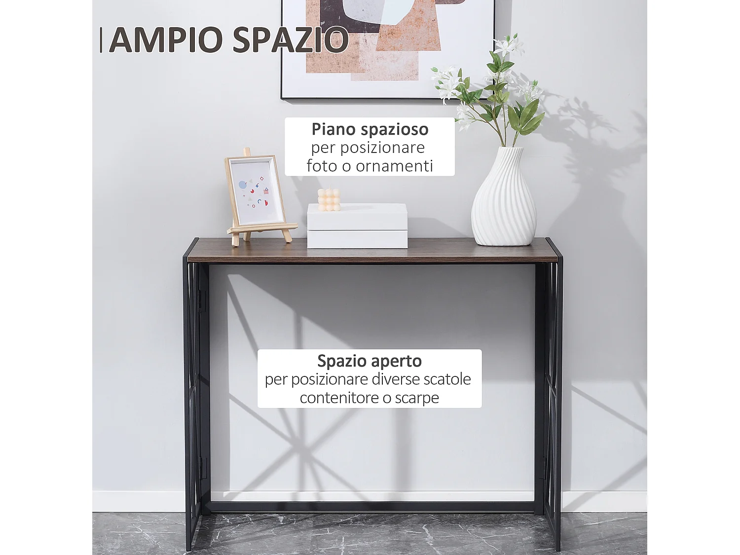 Tavolo consolle da ingresso in stile industriale pieghevole
