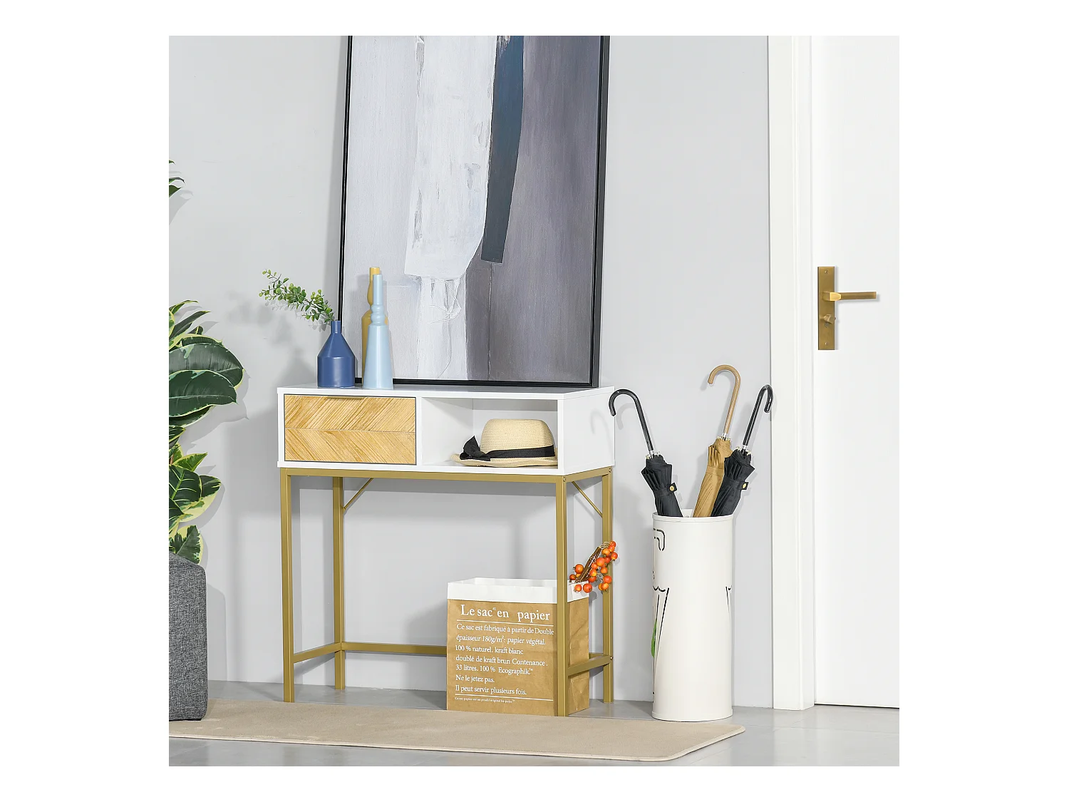 Consolle da ingresso o salotto moderno bianco oro