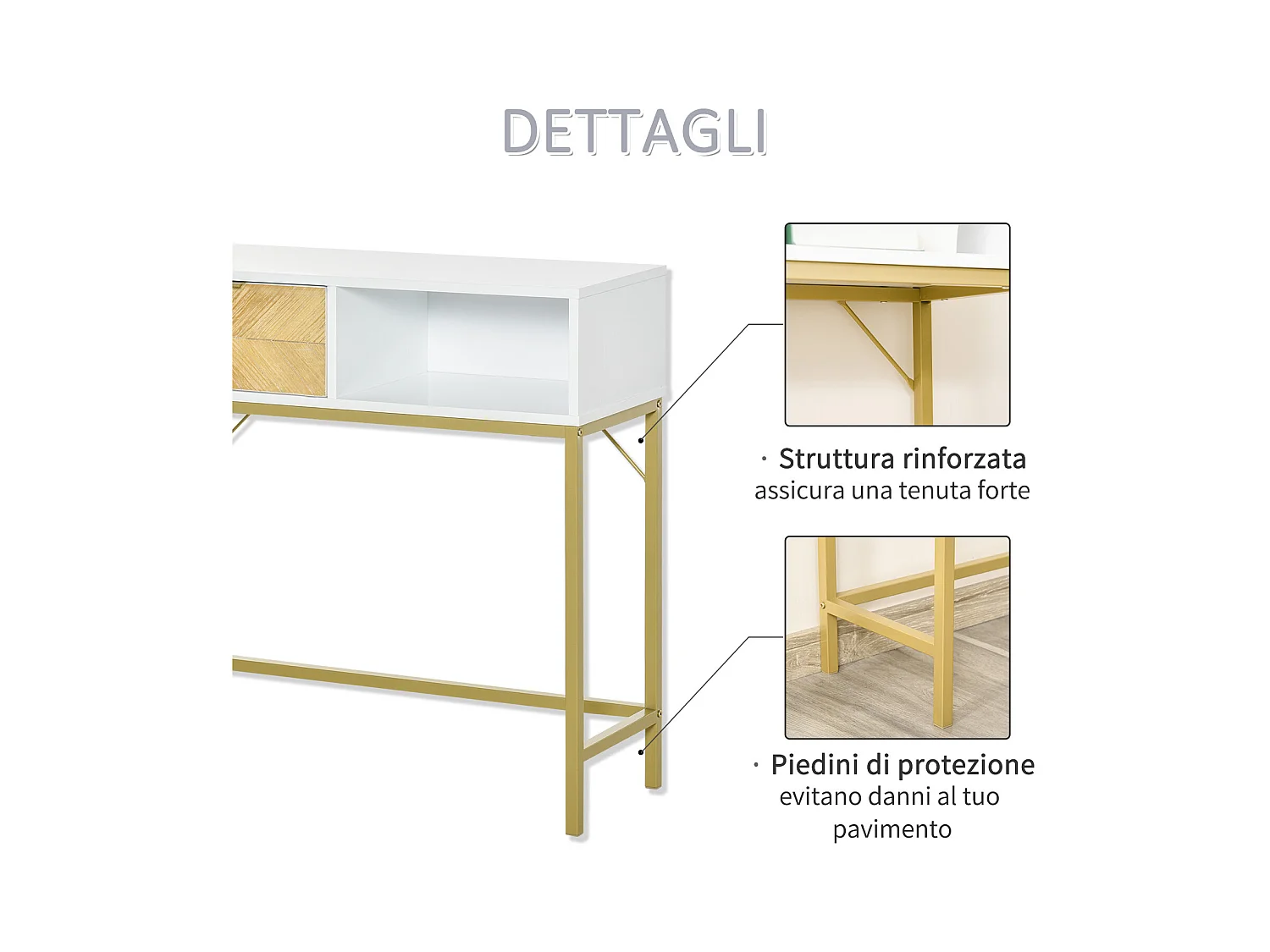 Consolle da ingresso o salotto moderno bianco oro