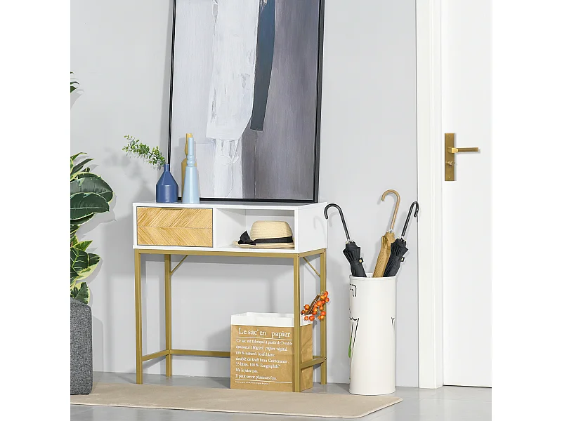 Consolle da ingresso o salotto moderno bianco oro