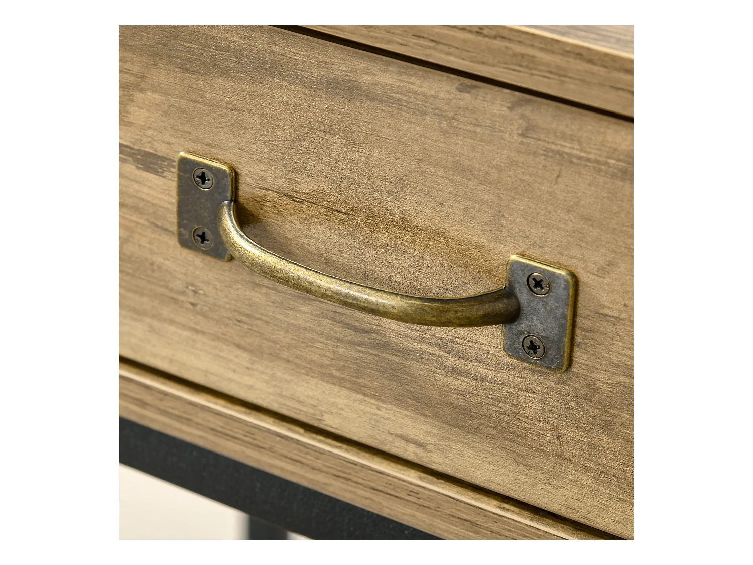 Consolle per ingresso vintage 2 cassetti mensola metallo legno