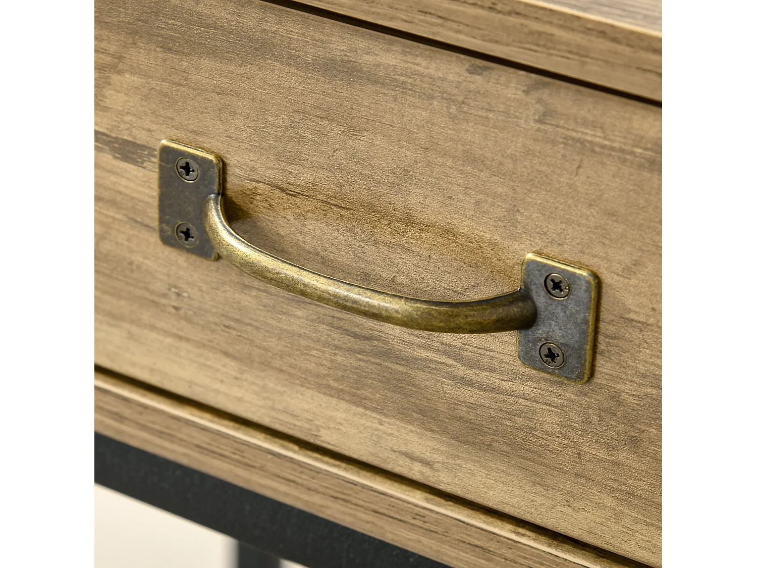 Consolle per ingresso vintage 2 cassetti mensola metallo legno