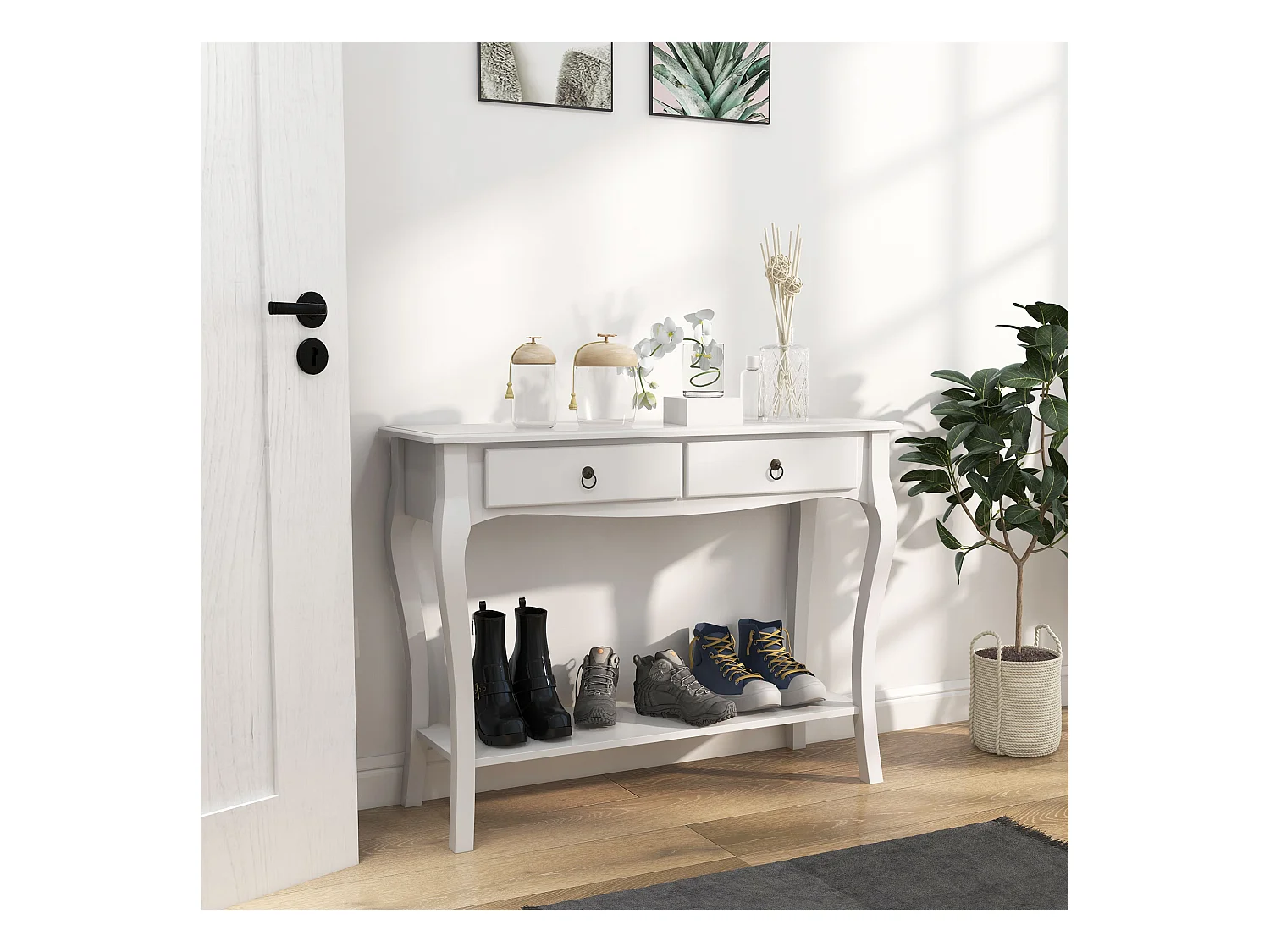 Consolle moderno con 2 cassetti casa bianco