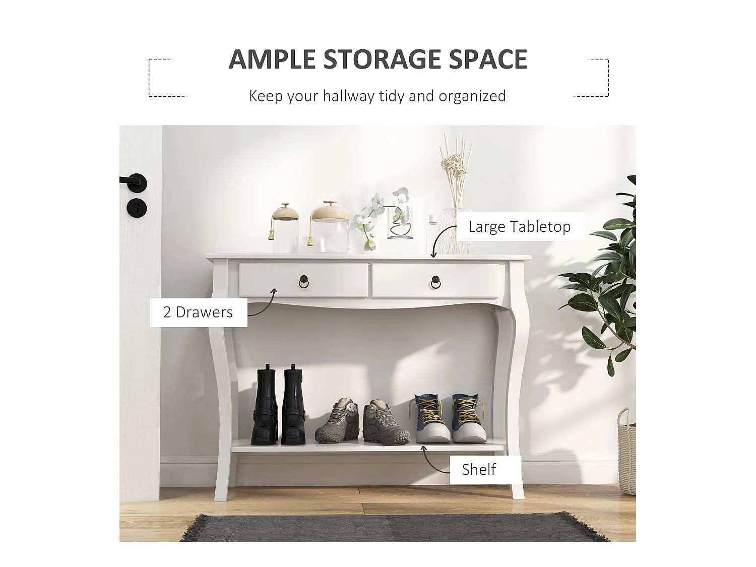 Consolle moderno con 2 cassetti casa bianco