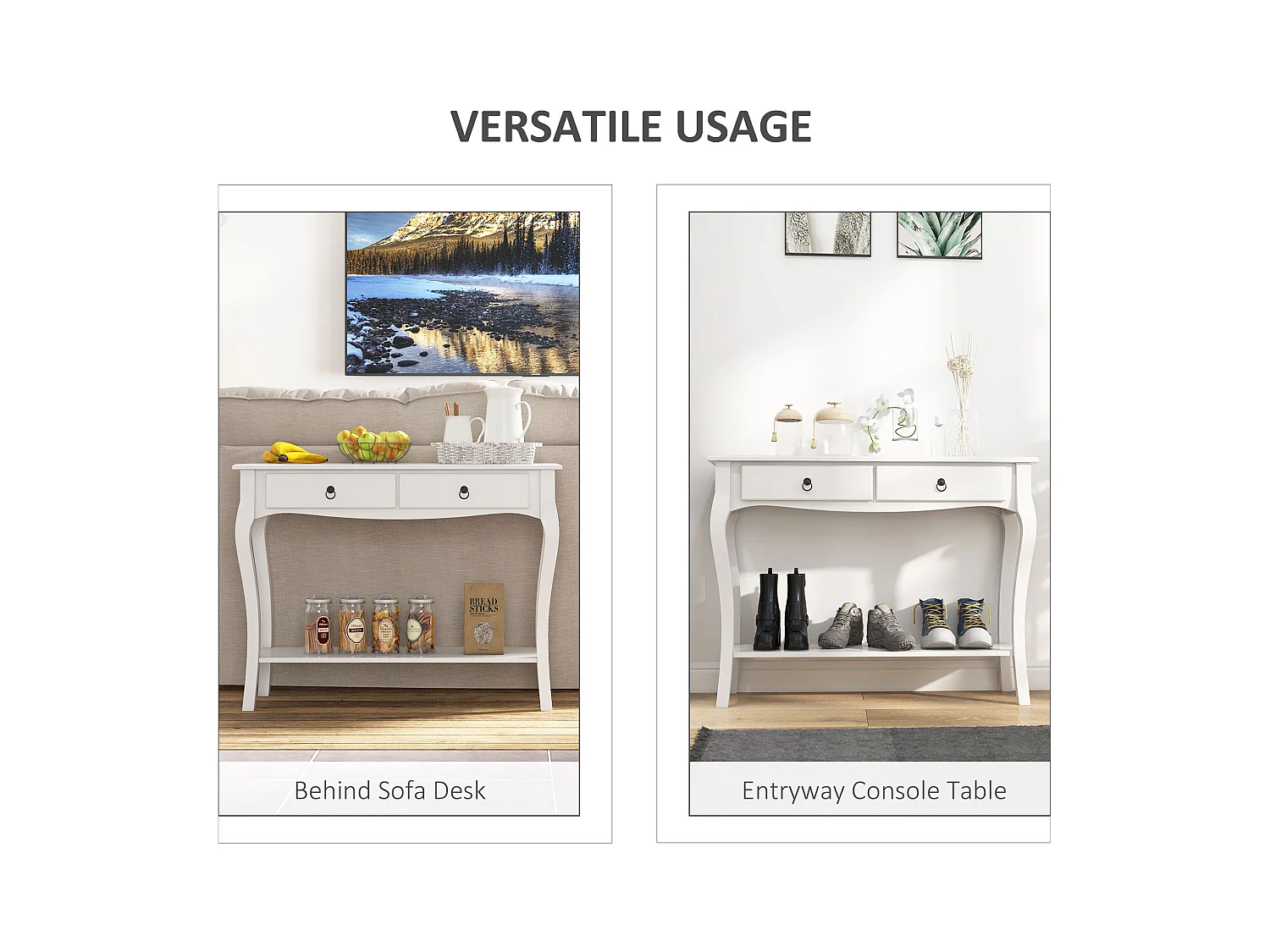 Consolle moderno con 2 cassetti casa bianco